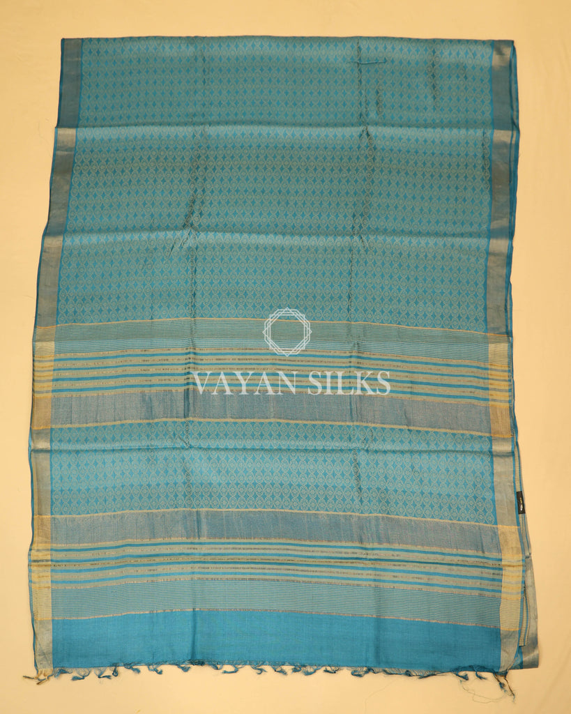 Sky Blue Handwoven Pure Tussar Silk Saree