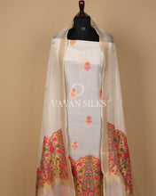 Load image into Gallery viewer, White Pure Organza Tilfi Banarasi Silk Unstitched Suit Set