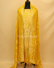 Load image into Gallery viewer, Yellow Banarasi Brocade Organza Silk Unstitched Suit Set
