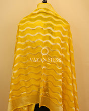 Load image into Gallery viewer, Yellow Banarasi Brocade Organza Silk Unstitched Suit Set