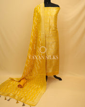 Load image into Gallery viewer, Yellow Banarasi Brocade Organza Silk Unstitched Suit Set