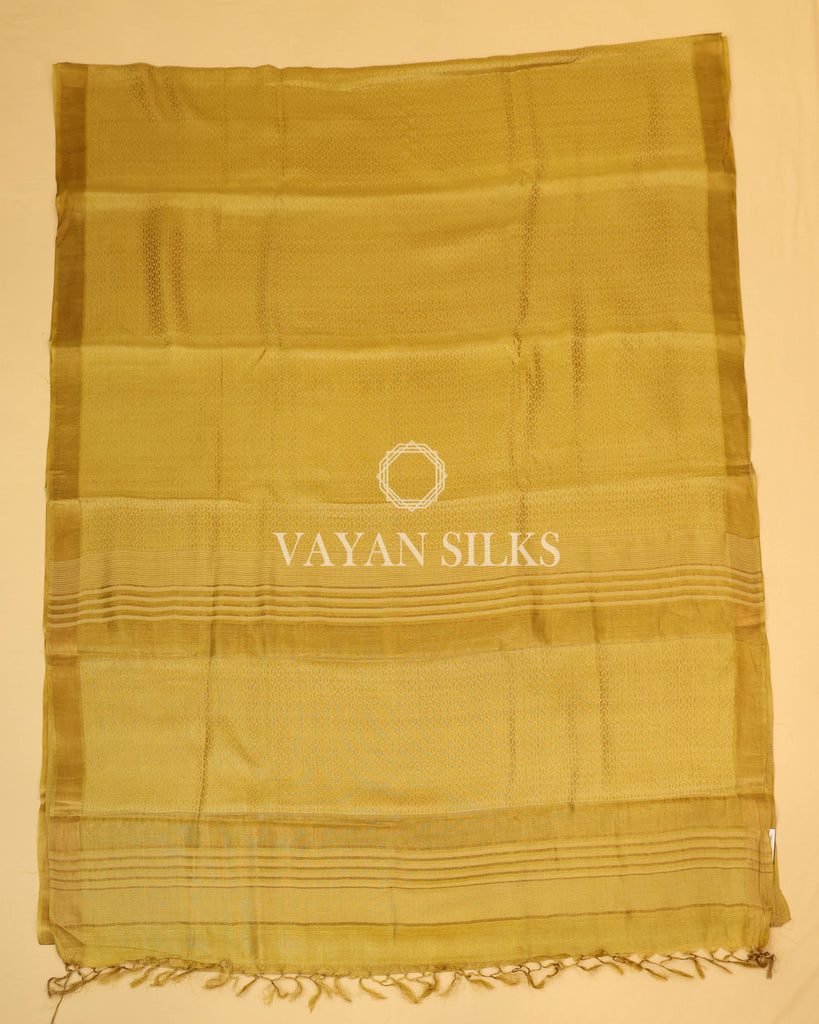 Yellow Handwoven Pure Tussar Silk Saree