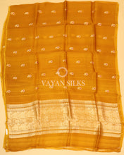 Load image into Gallery viewer, Yellow Pure Kora  Banarasi Silk Saree