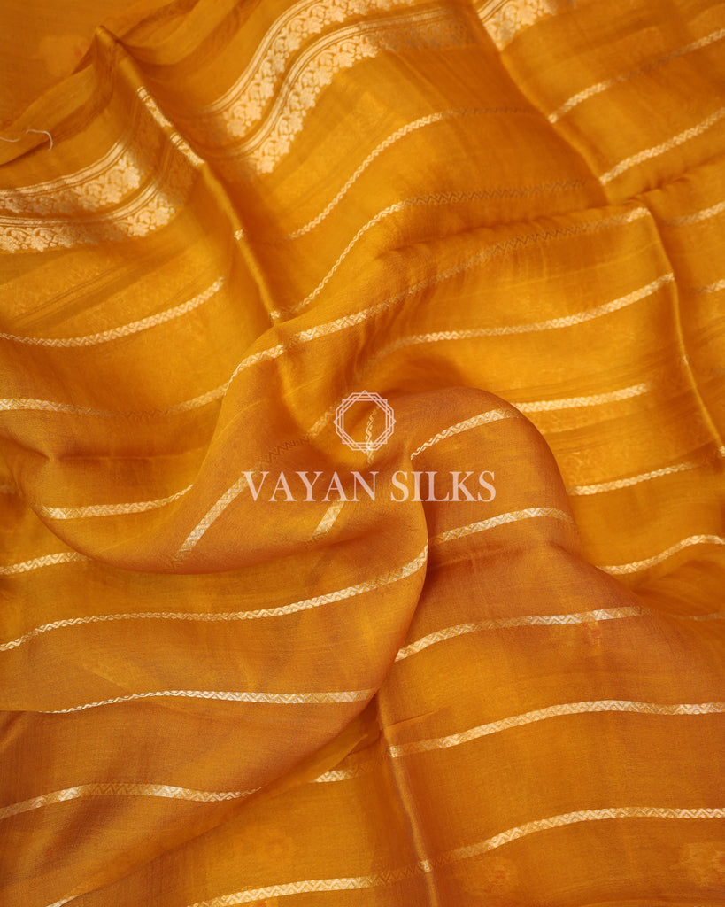 Yellow Pure Kora  Banarasi Silk Saree