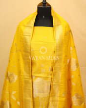 Load image into Gallery viewer, Yellow Chiniya Banarasi Silk Unstitched Suit Set