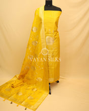 Load image into Gallery viewer, Yellow Chiniya Banarasi Silk Unstitched Suit Set