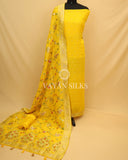 Yellow Banarasi  Georgette Silk Unstitched Suit Set
