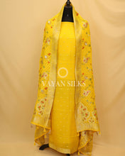 Load image into Gallery viewer, Yellow Banarasi  Georgette Silk Unstitched Suit Set