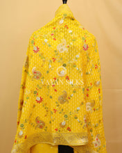 Load image into Gallery viewer, Yellow Banarasi  Georgette Silk Unstitched Suit Set