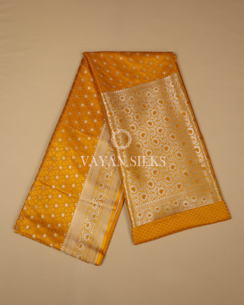 Yellow Pure Banarasi  Mashru Silk Saree