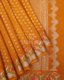 Mustard Yellow Semi Silk Banarasi Saree