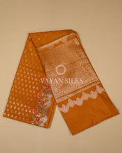 Load image into Gallery viewer, Mustard Yellow Semi Silk Banarasi Saree