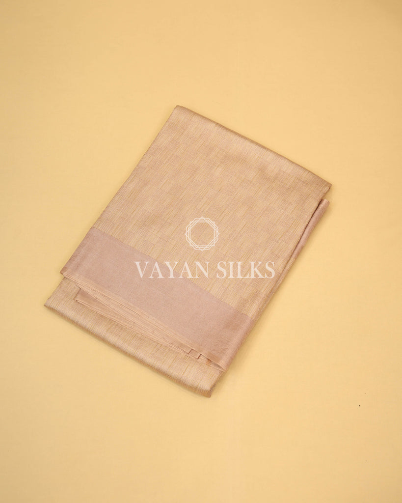 Light Beige Brown Handwoven Pure Tussar Silk Saree