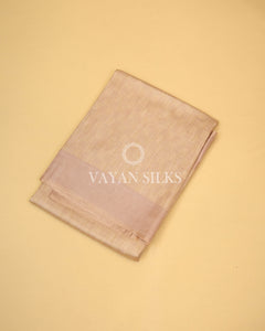 Light Beige Brown Handwoven Pure Tussar Silk Saree