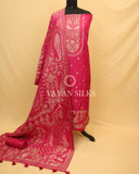 Queen Pink Chiniya Banarasi Silk Unstitched Suit Set