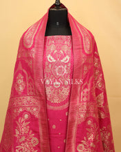Load image into Gallery viewer, Queen Pink Chiniya Banarasi Silk Unstitched Suit Set