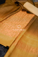 Load image into Gallery viewer, Ceylon Yellow Handwoven Tussar Silk Suit Set