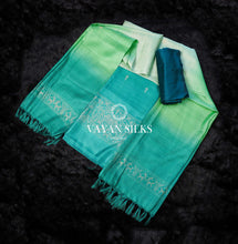 Load image into Gallery viewer, Turquoise Fern Green Handwoven Tussar Silk Suit Set