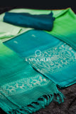 Turquoise Fern Green Handwoven Tussar Silk Suit Set