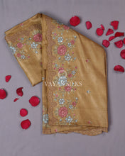 Load image into Gallery viewer, Light Brown Embroidered Tussar Silk saree