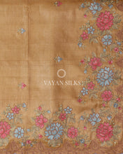 Load image into Gallery viewer, Light Brown Embroidered Tussar Silk saree