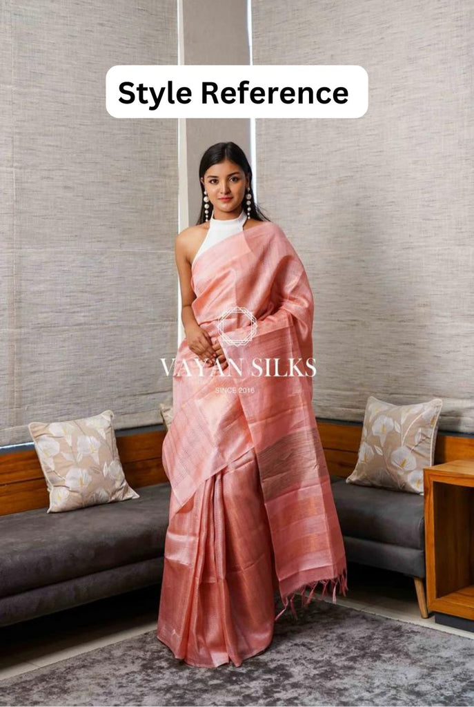 Grey Tussar Silk Saree