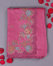 Load image into Gallery viewer, Pink Embroidered Tussar Silk saree