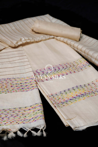 Elegant Work Wear Off White Tussar Suit Set