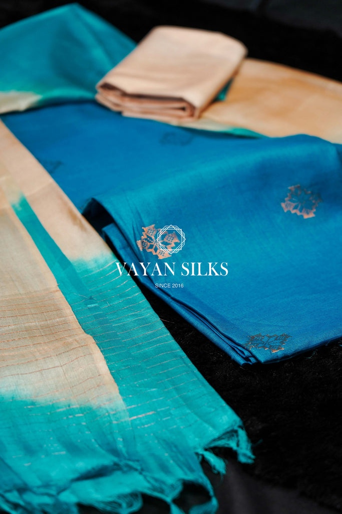 Blue Handwoven Tussar Suit Set