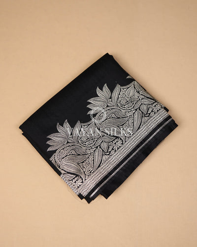 Black Banarasi Mashru Silk Saree