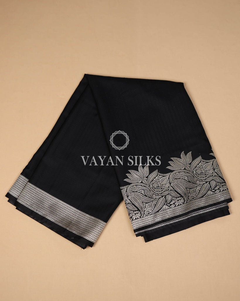 Black Banarasi Mashru Silk Saree