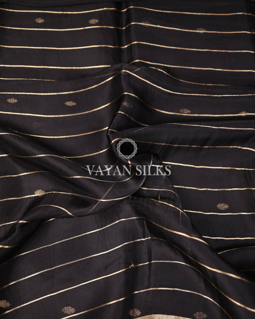 Black Banarasi Kora Silk Saree