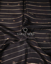 Load image into Gallery viewer, Black Banarasi Kora Silk Saree