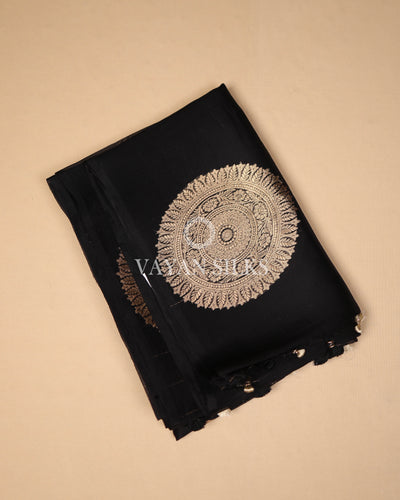 Black Banarasi Kora Silk Saree