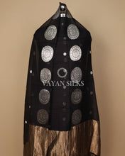 Load image into Gallery viewer, Black Banarasi  Mul Silk Unstitched Suit Set