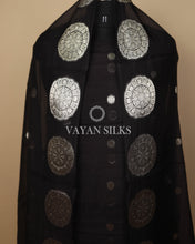 Load image into Gallery viewer, Black Banarasi  Mul Silk Unstitched Suit Set