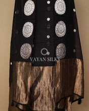 Load image into Gallery viewer, Black Banarasi  Mul Silk Unstitched Suit Set