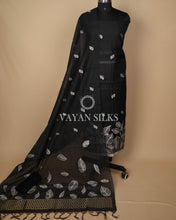 Load image into Gallery viewer, Black Banarasi  Cotton Silk Unstitched Suit Set