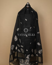 Load image into Gallery viewer, Black Banarasi  Cotton Silk Unstitched Suit Set