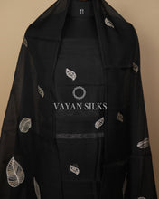 Load image into Gallery viewer, Black Banarasi  Cotton Silk Unstitched Suit Set