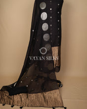 Load image into Gallery viewer, Black Banarasi  Mul Silk Unstitched Suit Set