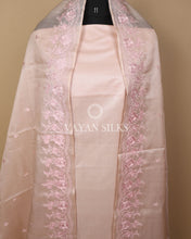 Load image into Gallery viewer, Blush Pink Embroidered Pure Tussar Silk Unstitched Suit Set