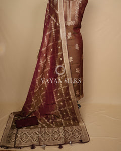 Coffee Banarasi  Shimmer Tissue Silk Unstitched Suit Set