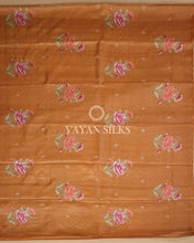 Load image into Gallery viewer, Brown Orange Embroidered Pure Tussar Silk Saree