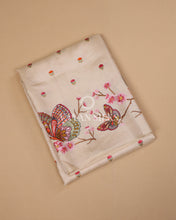 Load image into Gallery viewer, Cream Embroidered Pure Tussar Silk Saree