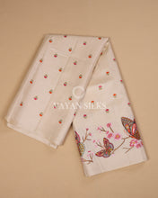Load image into Gallery viewer, Cream Embroidered Pure Tussar Silk Saree