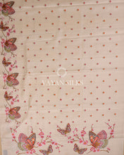Load image into Gallery viewer, Cream Embroidered Pure Tussar Silk Saree