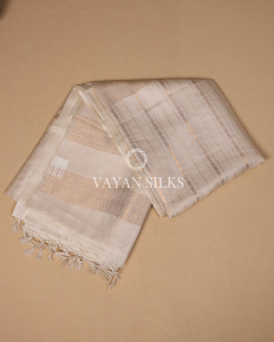Cream Handwoven Pure Tussar Silk Saree