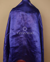 Load image into Gallery viewer, Deep Maroon Indigo Blue Handwoven Pure Tussar Silk Unstitched Suit Set