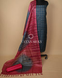 Deep Teal Pink Handwoven Pure Tussar Silk Unstitched Suit Set